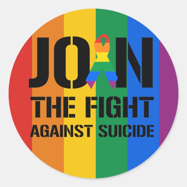 Join the fight against gay suicide classic round sticker (Front)
