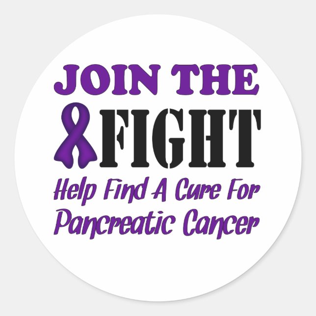 Join The Fight Find A Cure For Pancreatic Cancer Classic Round Sticker (Front)