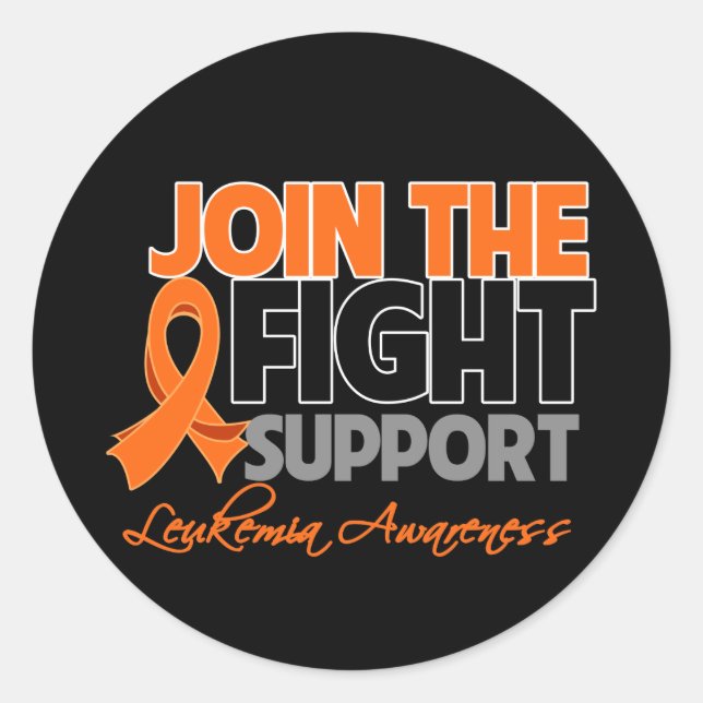 Join The Fight Support Leukaemia Awareness Classic Round Sticker (Front)