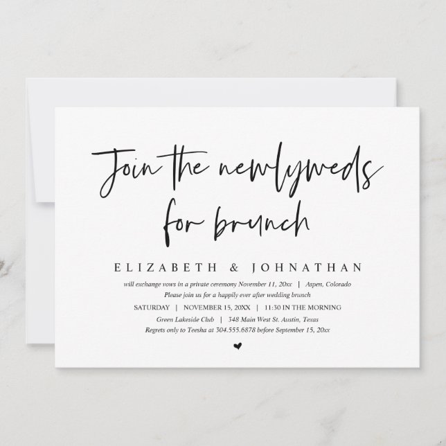 Join The Newlyweds For Wedding Elopement Brunch Invitation (Front)