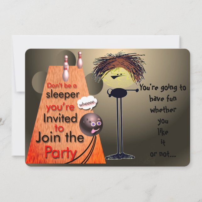 Join the party bowling invite (Front)