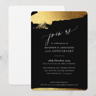 JOIN US calligraphy formal gold edges black white Invitation