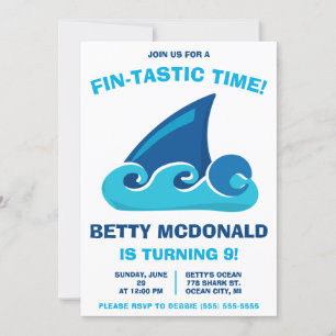 Join us for a Fin-Tastic Time! Shark Birthday Invitation