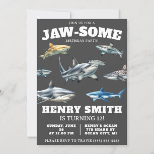 Join us for a Jaw-Some Party! Shark Birthday Invitation
