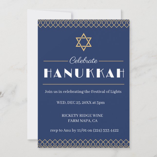 Join Us for a Joyous Hanukkah Celebration!" Invitation (Front)