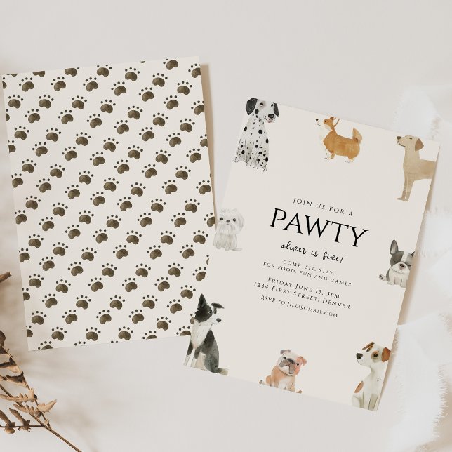 Join us for a Pawty Dog Theme Birthday  Invitation (Creator Uploaded)