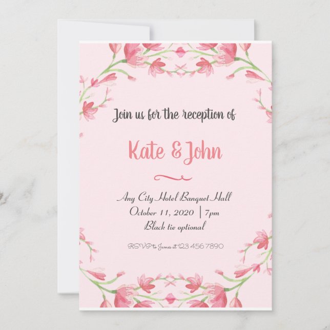 Join us for the reception of wedding party  invitation (Front)