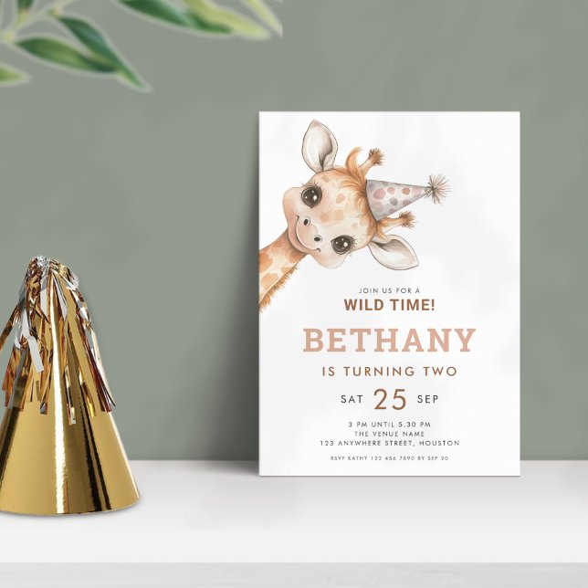 Join us for Wild Time Giraffe 2nd Birthday Party Invitation (Creator Uploaded)