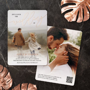 Join Us Gold Photo QR Code All In One Wedding
