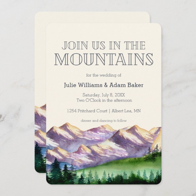 Join Us In The Mountains | Rustic Wedding Invitation (Front/Back)