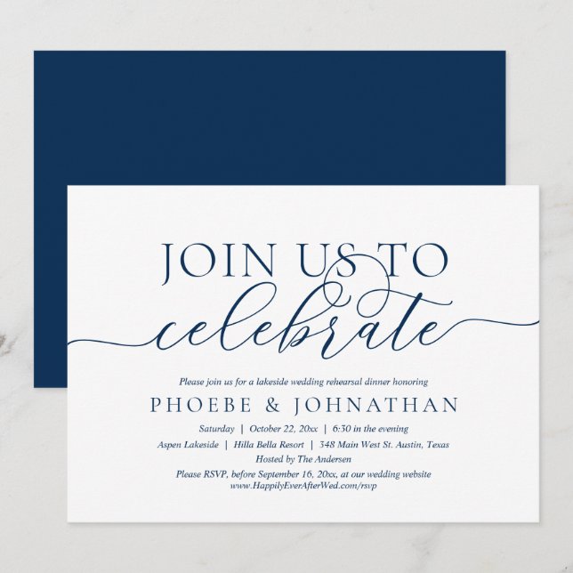 Join Us To Celebrate, Wedding Rehearsal Dinner Inv Invitation (Front/Back)