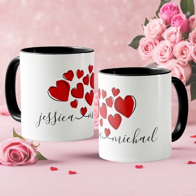 Joined by Love & Hearts Romantic Personalized Mug (Romantic Personalized Mug - Perfect for Newlyweds.)