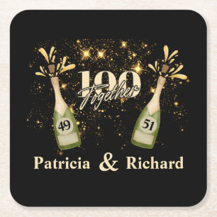 Joint Birthday Double Celebration Twice the Fun Square Paper Coaster