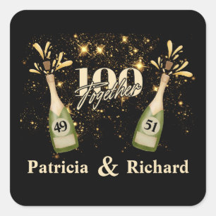 Joint Birthday Double Celebration Twice the Fun Square Sticker