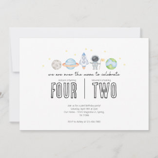 Joint Birthday Invitation - Space Theme - Modern