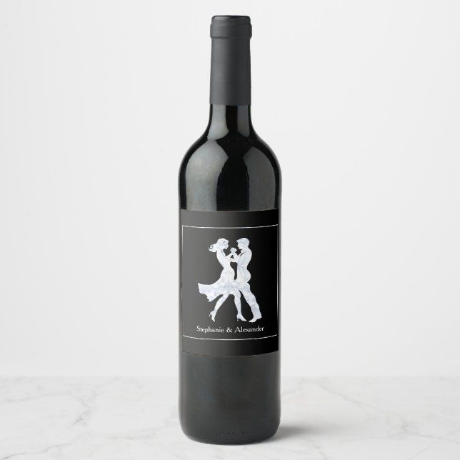 Joint Birthday Party Adults Diamond Dance Couple Wine Label (Front)
