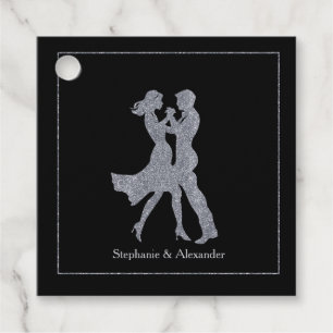 Joint Birthday Party Adults Silver Dance Couple Favour Tags