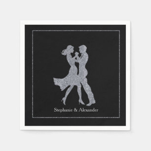 Joint Birthday Party Adults Silver Dance Couple Napkin