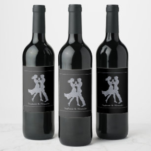 Joint Birthday Party Adults Silver Dance Couple Wine Label