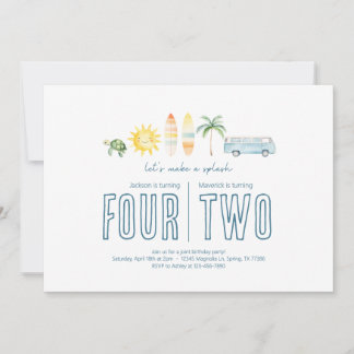 Joint Birthday Party - Beach Theme Invitation
