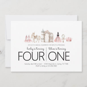 Joint Birthday Party - Princess Theme Invitation