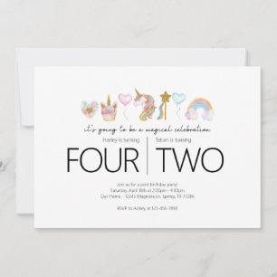 Joint Birthday Party - Unicorn Theme Invitation