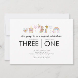 Joint Birthday Party - Unicorn Theme Invitation