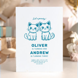 Joint birthday party with custom colours kittens invitation