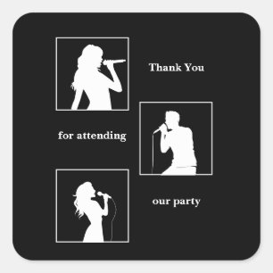 Joint Birthday Triple the Fun Minimalist Black Square Sticker