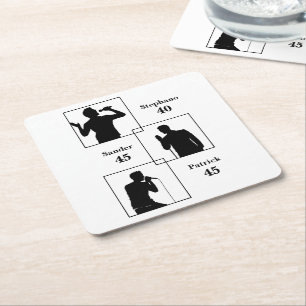 Joint Birthday Triple the Fun Minimalist White Square Paper Coaster