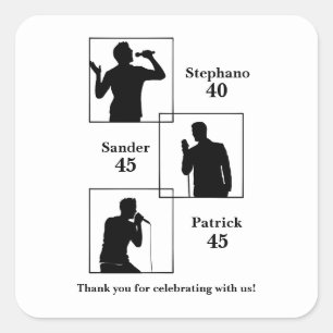 Joint Birthday Triple the Fun Minimalist White Square Sticker