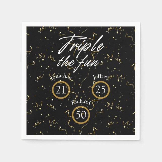 Joint Birthday Triple The Fun  Napkin (Front)