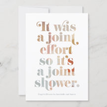 Joint Effort Couple's Baby Shower Invitation