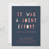 Joint Effort Couple's Baby Shower Invitation Navy