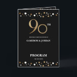 Joint Gold and Black Confetti 90th birthday  Program<br><div class="desc">Personalize this gold and black confetti 90th birthday party program design. Celebrate and include the party itinerary for your guests and also have a photo and a special message from the birthday celebrants. The special message is a great opportunity to thank guests and start the nintieth party on right.</div>