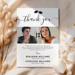 Joint Graduation 2 Photo Thank You Card