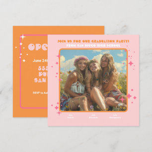 Joint Hippie Photo Graduation Party 3 person Invitation