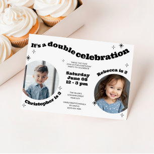 Joint Kids Birthday Party with Photos Invite
