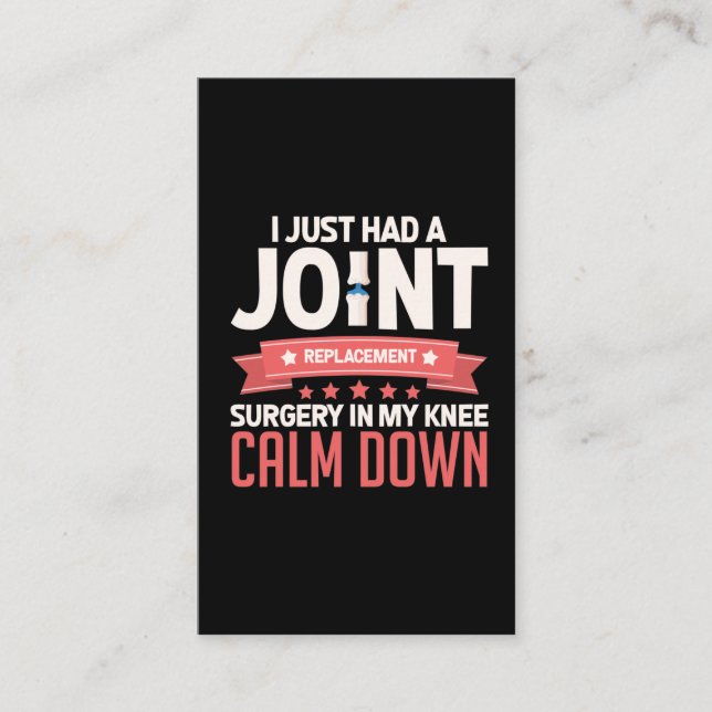 Joint Replacement Surgery Knee Recovery Get Well Business Card (Front)