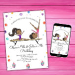 Joint Sisters Dual Sibling Gymnastics Birthday  Invitation<br><div class="desc">This gymnastics birthday party invitation is part of a matching set of birthday party accessories. Your little girl is going to enjoy every magical moment of her special day. This design features the colours of the rainbow with special emphasis on pink and purple. You will find a lovely gymnasts, balls...</div>