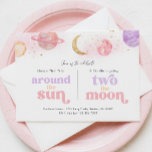 Joint Space 1st & 2nd Birthday Invitation<br><div class="desc">Joint First Trip Around the Sun & Two the Moon Birthday Invitation
Ready to be personalized by you!</div>