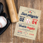 Joint Twin Baseball Birthday Invitation<br><div class="desc">This Joint Twin Baseball Birthday Invitation is perfect for any twin,  sibling or friend joint birthday party! The vintage baseball theme is a big hit!</div>