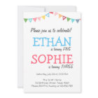 Joint twin birthday party invitation girl and boy