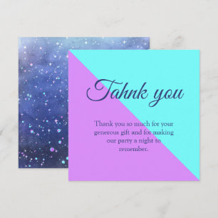  Joint twin space birthday party  Boy Girl Thank You Card