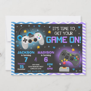 Joint Video Game Birthday Invitation   Gamer Party