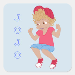 JoJo - Lt Blue Bkgrd Square Sticker