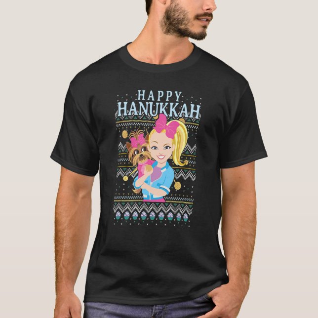 JoJo Siwa and BowBow Happy Hanukkah Pattern T-Shirt (Front)