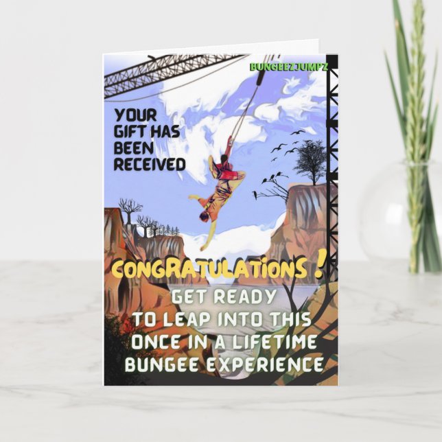 Joke Birthday card Bungee experience (Front)