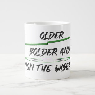 Joke message about age graphics and words large coffee mug