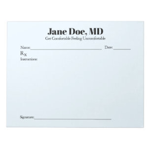Joke prescription pad  - 8.5" x 11" Notepad   Blue